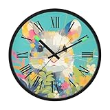 Orologio da parete luminoso ad attivazione vocale, moderno, senza ticchettio, silenzioso, funzionamento a batteria, piccolo orologio analogico, simpatico cartone animato, pop art, cincillà, verde