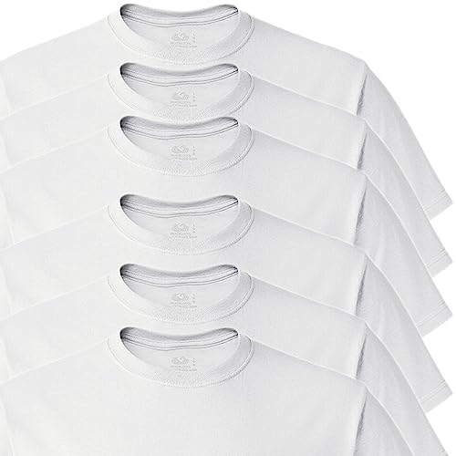 Fruit Of The Loom Mens Stay Tucked Crew T-Shirt Underwear, Tapered Fit - White 6 Pack, Small Us #TOP1