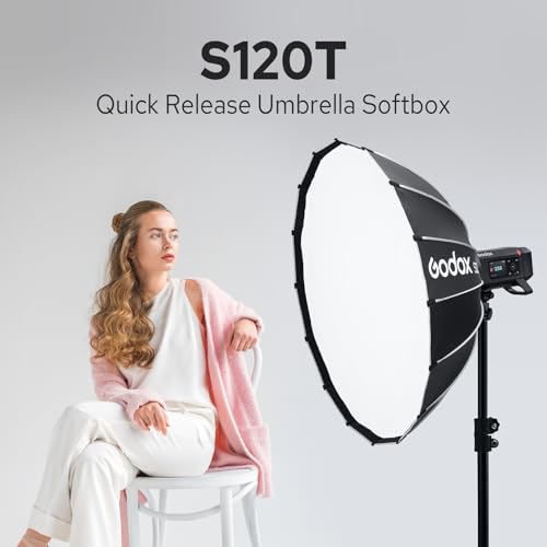 Godox S120T - Softbox de liberación rápida de 120 cm con rejilla de panal, caja de luz plegable extraíble con soporte Bowen, difusores para fotografía, Speedlite, flash de estudio, monolight - imagen 2