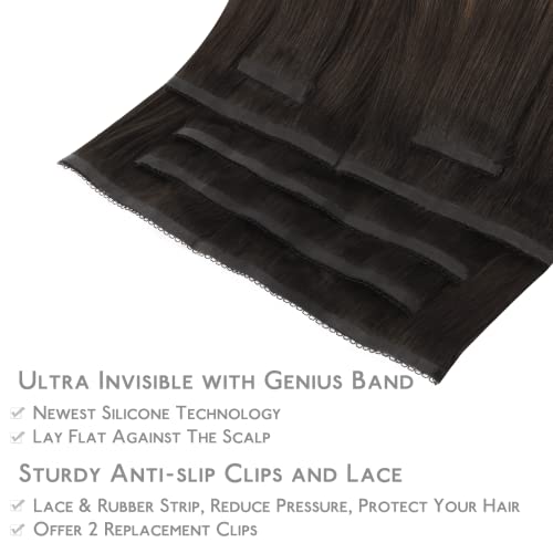 Image of WENNALIFE Invisi Edge Clip in Hair Extensions Human Hair 7pcs Ultra Invisible 50% Thinner Seamless Clip Ins Balayage Dark Brown Mixed Chestnut Brown Natural Remy Hair 14 inch