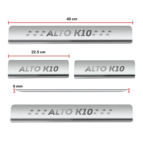 Image of AC Door Sill /Foot Step Stainless Steel Scuff Plate Plates Compatible with Suzuki Alto K-10 (Model 2022-2023) (Set of 4 Pcs)