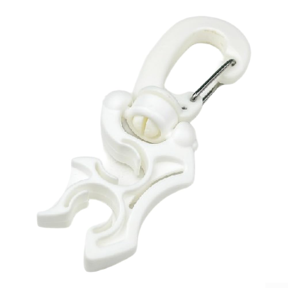 Scuba Diving Hose Clip with Fast Release Buckle for BCD and Regulator Hoses Featuring 304 Stainless Steel for Saltwater Resistance (White)
