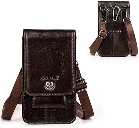 Ariscobull Leather Double Phone Holster for Belt Leather flip case for iPhone 14 14 Pro 13 Pro 13 12 Pro 12 11 XR Galaxy S22 S21 S20 Premium Phone Leather Pouch with Protective case (Coffee)