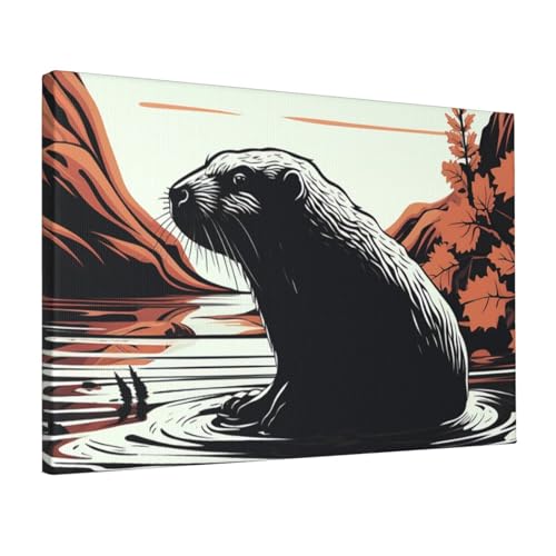 Impression sur toile de castor noir LPSRTWE - Affiche HD 30,5x45,7 cm