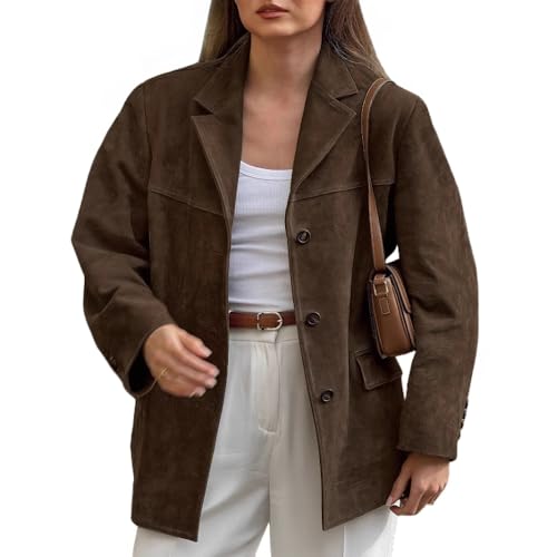 RICHTRUE Old Money Aesthetic Winter Suede Jacket Y2k Outerwear Brown Faux Leather Jacket Women Fall Fashion 2025 Trendy