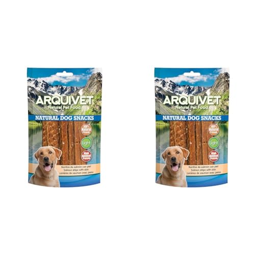 Arquivet, Barritas de salmón, Snacks naturales para perros, Chuches y golosinas, Alimentación para perros, Snacks caninos, 100 g (Paquete de 2)