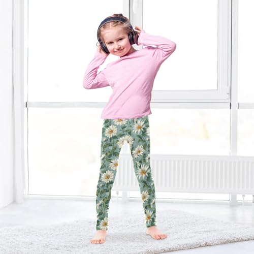 Girls Leggings Retro Daisy Florals Soft Toddler Leggings for Girls Kids Pants Size 4T-10T4
