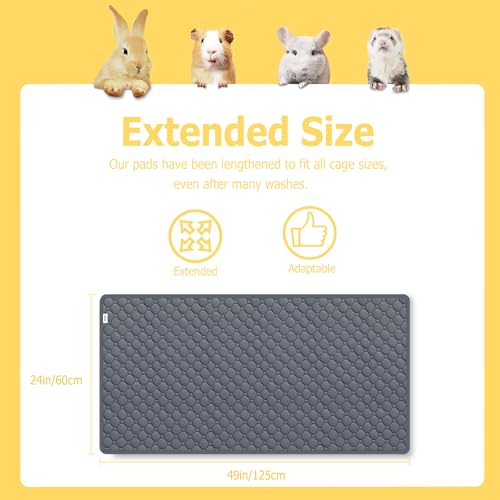 Guinea Pig Cage Liners, 49"X24" Washable Guinea Pig Bedding for Midwest Cage 4 Pack, Reusable & Anti Slip & Waterproof, Absorbent Guinea Pig Pee Pad for Small Animal, Rabbit, Bunny, Chinchilla - Image 4