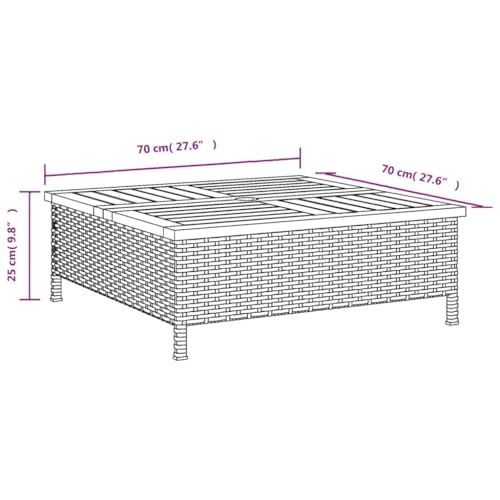 Elegant PE Rattan Coffee Table with Wooden Top, Powder Coated Steel Frame for Outdoor Settings, Stylish Garden Furniture, Black Parasol Base Cover - Image 9