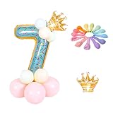 👑 【Globo metálico de lámina gruesa】 El globo número 7 es un material de película de aluminio grueso. El globo de 7 láminas está grabado en relieve con alta calidad, con bordes limpios y uniforme y a todo color. Los globos de unicornio son autosellantes. No es fácil de explotar y filtrar, perfecto para fiestas de cumpleaños de niños y adultos. Los globos Donut Grow Up están llenos de arte.