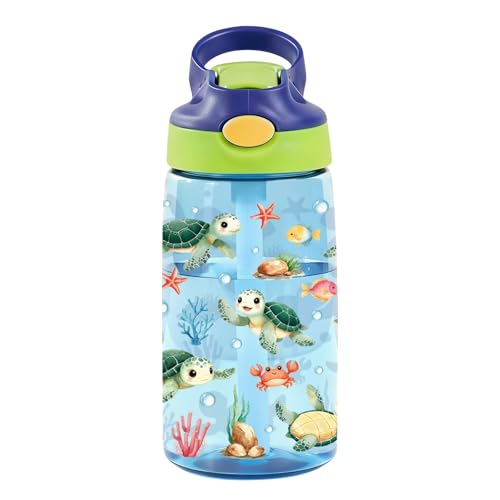 Boys, Blue Water Bottle Sea Turtles, Leakproof Sea Turtles C