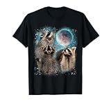 3 Racoon Moon Howling Raccoon Head Funny for Men,...