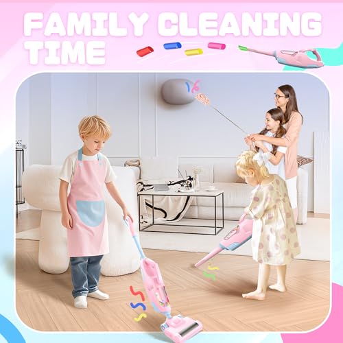 SMILESSKIDDO Kids Vacuum That Really Works - Toddler Toy Vacuum with 2 Nozzles & 5 Cleaning Set Accessories, Sound and Ball Popping Action, Pretend Play Housekeeping Toys Gifts for Girls & Boys - Thumbnail 4