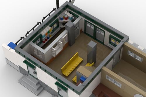 Steinchenshop Modularer Kleinstadt Bahnhof Steindorf – 1.963 Klemmbausteine – 48 x 24 x 27,5 cm – detailreiches City Zubehör – mit bedruckten Steinen – kompatibel mit gängigen Bausteinsystemen