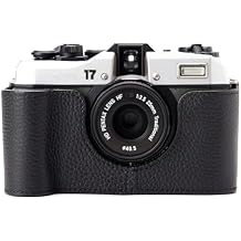 for pentax 17 case Handmade Genuine Leather Camera Protective Half Camera case, for Pentax 17 Black
