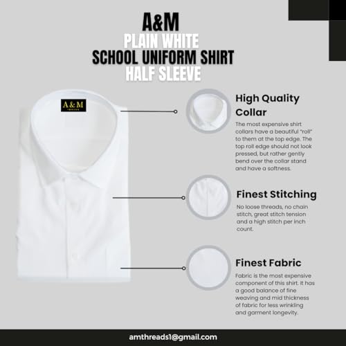 Image of A&M Threads White Half Sleeve School Uniform Shirt for Boys