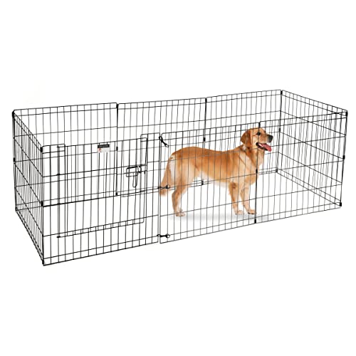 image for Puppy Playpen - Foldable Metal Exercise Enclosure with Eight 24-Inch P