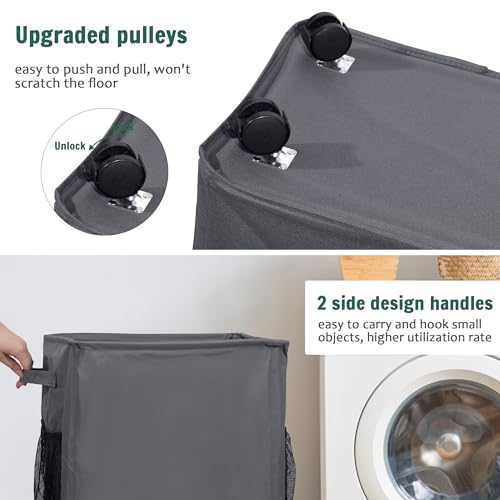 wymulot Yoga Mat Storage Racks, Home Gym Storage Rack with Wheels, Yoga Mat Holder Side 2 Mesh Pockets, Yoga Storage Basket Holds 4 Yoga Mats, 2 Foam Rollers, 6 Resistance Bands (Drak Gray) by wymulot - Image 4