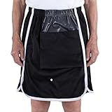 Freebily Diaper Cover for Men Women Buttons Leak Proof Diaper Apron Knee Length Waterproof Urine Black Large