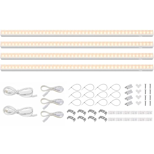 Barrina Grow Lights for Indoor Plants Full Spectrum, 2ft 40W (4 x 10W), T5 Plant Lights for Indoor Plants, Greenhouse, Plug and Play, Yellow, 4-Pack by Barrina - Used condition - US$31.99