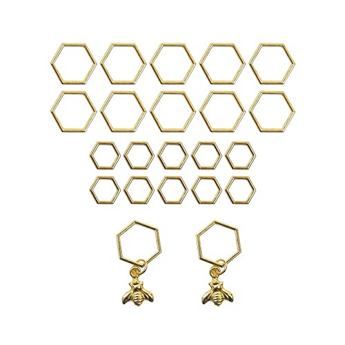 Hexagon Bee Pendants Knitting Stitch Markers Gold Color Crochet Locking Needle Clip Knitting Tools Sewing Supplies