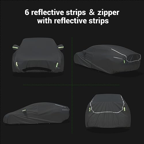 Image of Tecoom Fit for Tesla Model Y Car Cover Waterproof All Weather, Model Y Cover Fit for 2020-2023 Tesla Model Y with Ventilated Mesh, Charge Port Opening, Fleece Lining, Trunk Opening, Zipper Door
