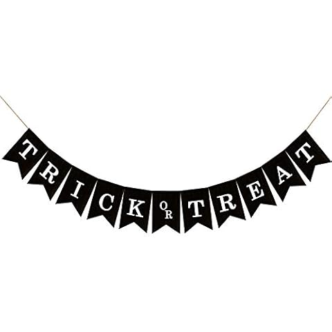 Adurself Trick or Treat Burlap Banner Halloween Party Decorations Halloween Black Jute Burlap Garland Mantel Fireplace Wall Hanging for Halloween Party Decor Haunted House Decorations Cover