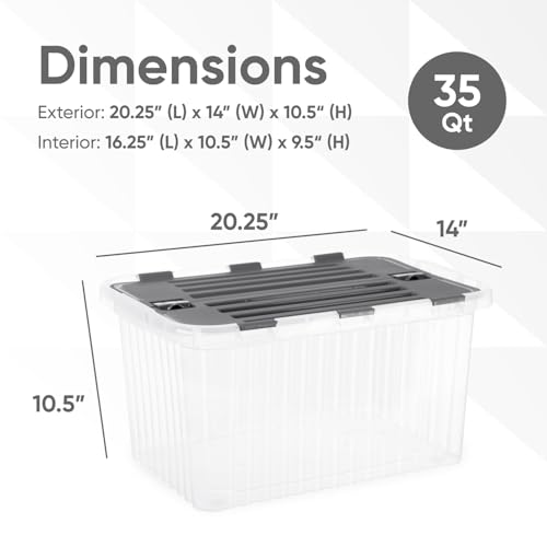 Image of Superio Storage Bins with Lids, Clear Plastic Containers for Organizing, Stackable Totes, BPA Free, Odor Free, Organizer Boxes for Home, and Dorm, 35 Quart (4 Pack, 20.25 inchx14 inchx10.5 inch)