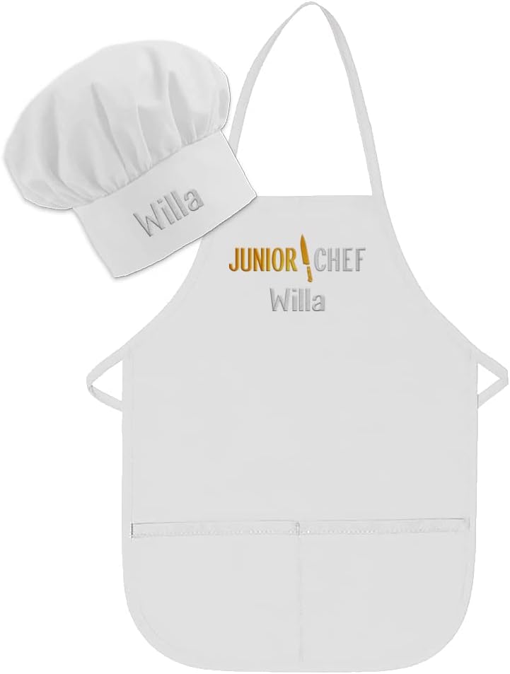 Made in USA Personalized Embroidered Premium Child Apron for Kids Girls Boys Fun Kitchen Chef Gift