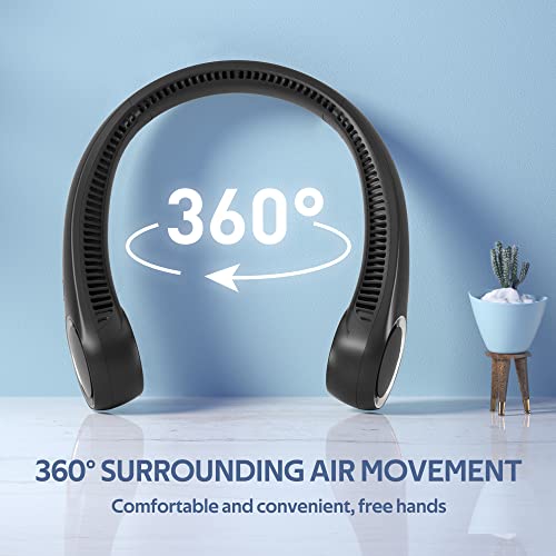 Portable Neck Fan, Hands Free Bladeless Fan, 360° Cooling Personal Fan,Wearable Quiet Fan For Outdoor Indoor, Birthday Gifts For Men Women Mom Dad, 4000Mah Battery Usb Rechargeable, 3-Speeds(Black) #TOP1