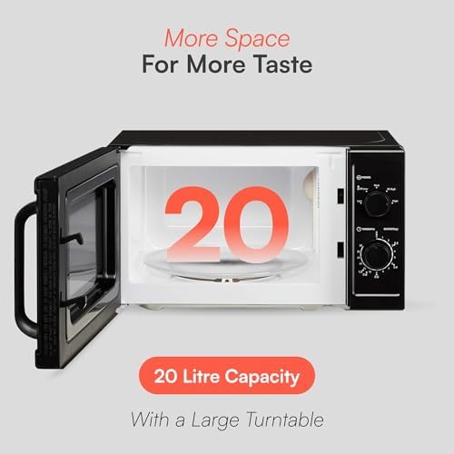 Cookology 800W Freestanding Black Microwave - 20L Capacity - Image 5