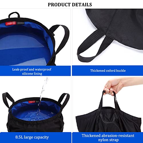 Lot de 3 seaux pliables de 7,6 litres – Lavabo pliable portable avec poignée, idéal pour le camping, la pêche et les activités de plein air