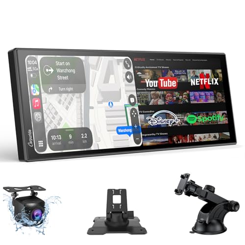 Carpuride 11 Carplay Screen for Car with N-etflix/YouTube Apps Upgraded Car Play & Android Auto Large Touchscreen Support OTA Dual WiFi Backup Camera GPS Navigation Split-Screen Dual Bluetooth