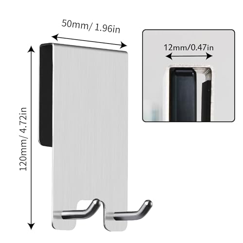 ZUNTO Handtuchhaken 2 Stück Duschhaken ohne Bohren, Edelstahl Handtuchhalter Duschwand für Handtuch und Duschabzieher, Haken Duschwand mit Gummipads für Glasdicken 6-12 mm