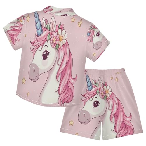 Boccsty Star Unicorn Pastel Pink Boy Summer Shorts Sets Hawaiian Toddler Boys T-Shirt & Pants 2 Pcs 3T2