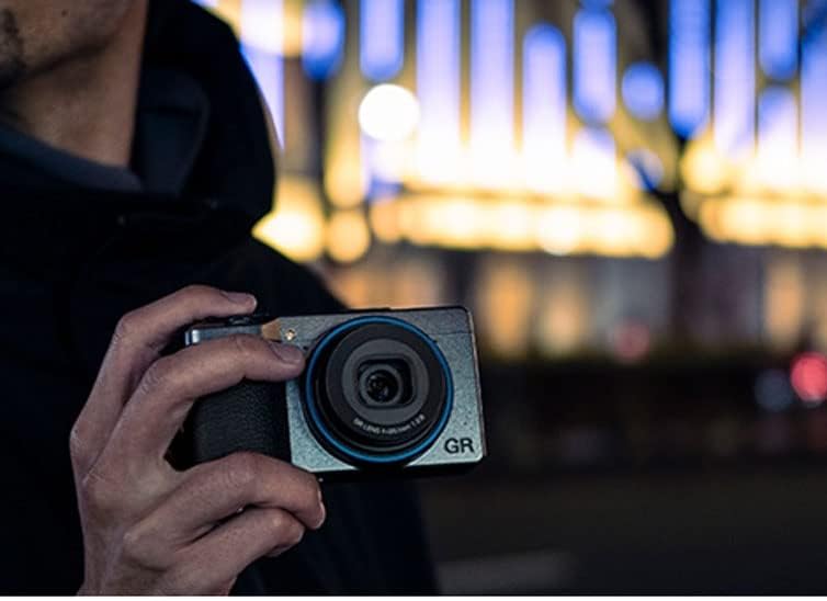 Ricoh GR IIIx Urban Edition, Metallic Gray Body with Navy Blue Ring, Digital Compact Camera with 24MP APS-C Size CMOS Sensor, 40mmF2.8 GR lens (in the 35mm format)