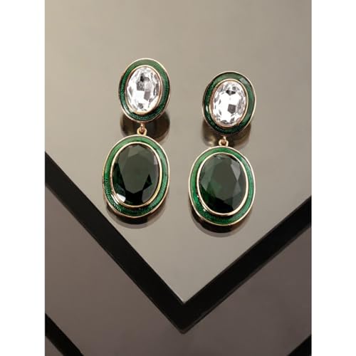 Image of Rubans Drop Earrings American Diamond Crystal Stylish Trendy Jewellery Gift for Women & Girls