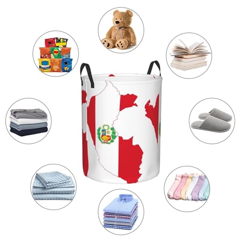Panier à linge haut imprimé drapeau du Pérou pour chambre