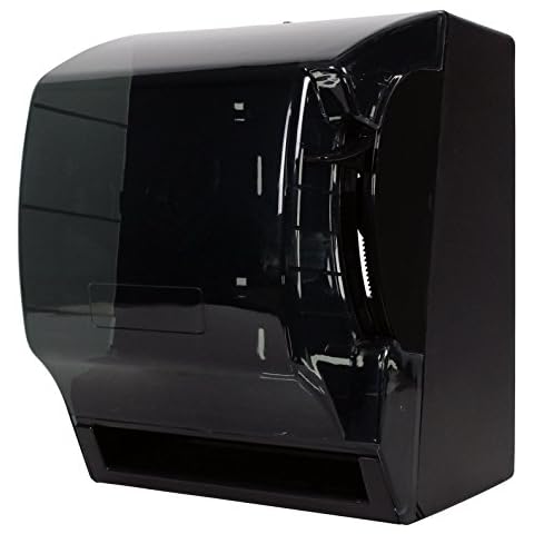 Janico 2008 Commercial Paper Towel Dispenser Wall Mount - Push Down Lever Roll, Translucent Black (High Impact Plastic) Cover