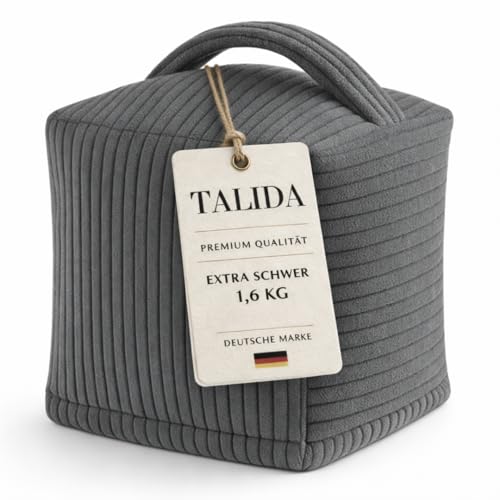 TALIDA Türstopper Sack 1 6KG | Cord Griff | Grau | Modern | Boden Sack | Single