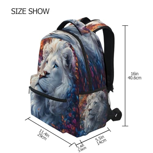 Lion Flower Leaf Blossom Backpack for School Boys Girls Adults Kids Bookbag Laptop Bag 15L4