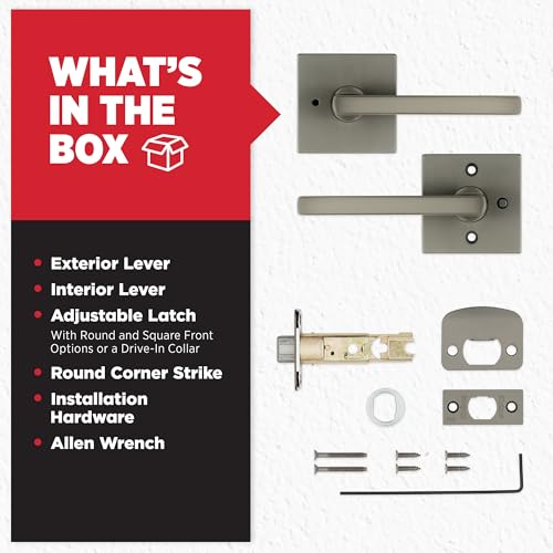 Image of Kwikset Halifax Interior Square Privacy Door Handle with Lock, Door Lever for Bathroom and Bedroom, Gunmetal Reversible Keyless Turn Lock