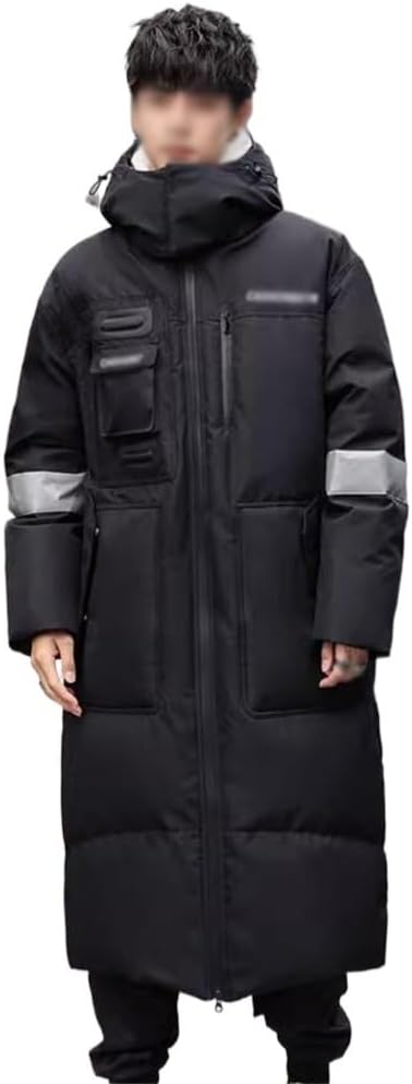 Long Men's Down Jacket Over The Knee And Thick Overalls Winter Loose, Fat And Size Coat
