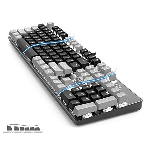 Image of Merdia 104 Keys Full Size Mechanical PC Gaming Keyboard | Hot Swappable LED Backlit Light Up Wired Mechanical Computer Keyboards | Brown Switch US Layout Black & Grey Keycaps Keyboard for Gaming
