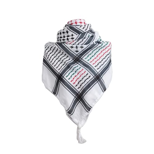 NINGUANG keffiyeh Arab scarf for men, shemagh tactical scarf men, hirbawi keffiyeh, arab palestinian scarf for men women. (Red Green)