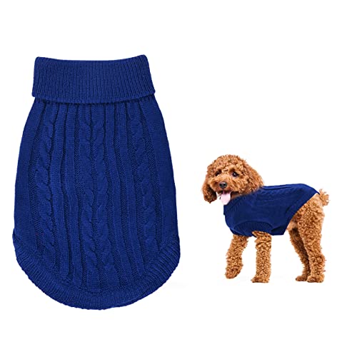 Warm Puppy Sweater for Small Dogs, Knitted Dog Pullover with Soft Turtleneck, Winter Outfit for Welsh Corgi Yorkshire Terrier