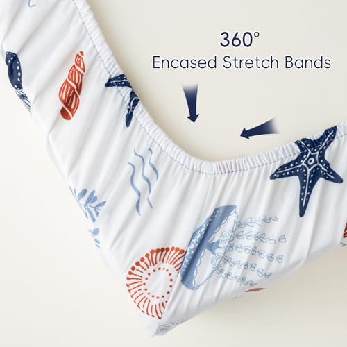 Image of PHF 4 Pack Soft Shark Crib Sheets Fitted, Comfy Breathable Baby Sheets for Boys Girls, 28x52 Inches Fits Standard Crib and Toddler Mattresses, Shark