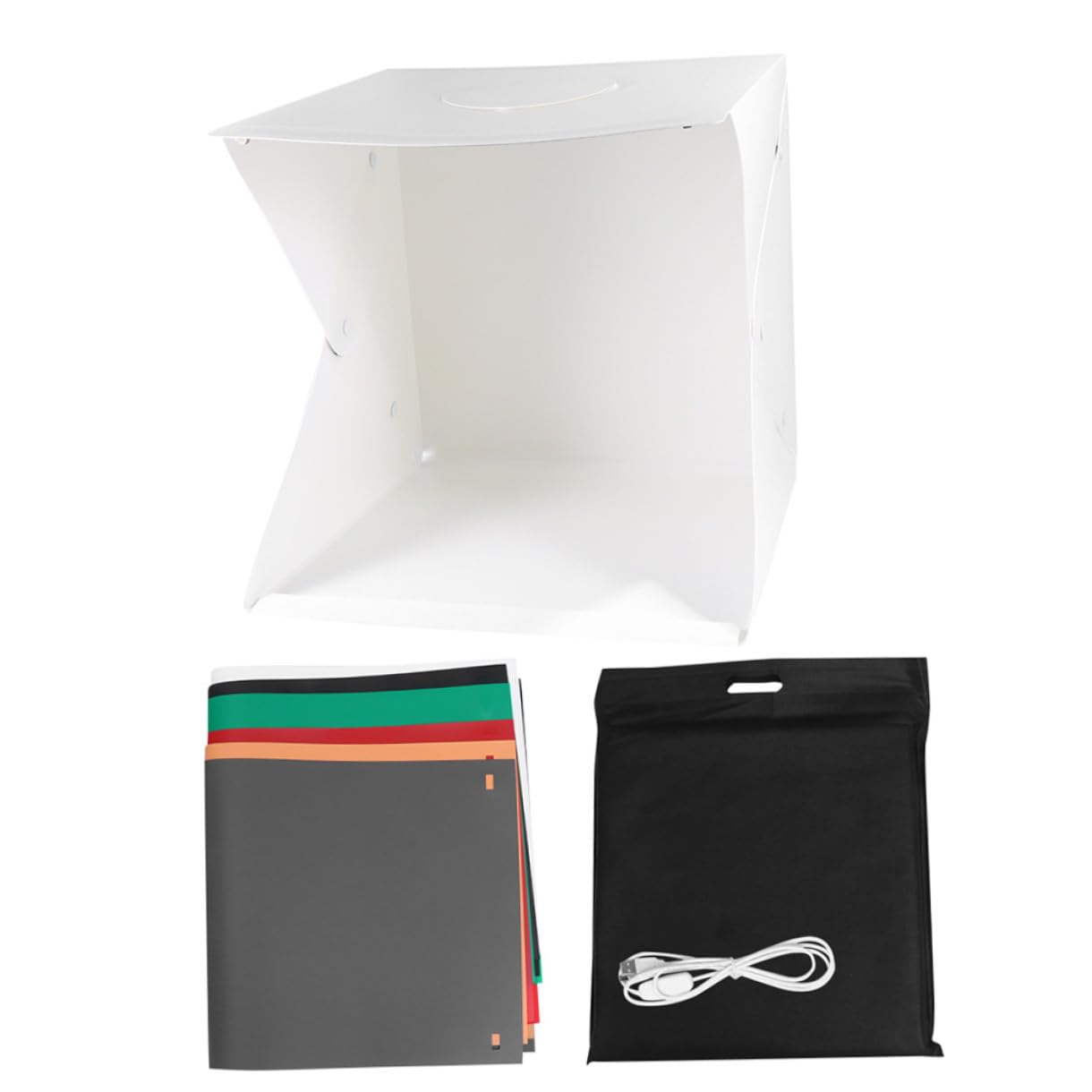 Box Fotografico Pieghevole 40cm Luce LED Regolabile | Bianco, Pvc e Poliestere, Struttura Portatile, Sfondo per Scarpe e Orologi, Kit Compatto da Studio