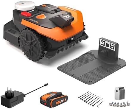 Worx Landroid Vision Cloud WR305E 2WD Robot Cortacésped, Sin Cable Perimetral, hasta 500 m², Evitación de Obstáculos con IA, Navegación VSLAM + RTK Cloud, Mapeo Automático, Control por App