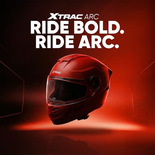 Image of Xtrac Arc Full Face Helmet - ISI Certified Bike Helmet for Men & Women | High-Impact ABS Shell | Clear Scratch-Resistant Visor | Comfortable Inner Padding | Secure Chin Strap for Safe Riding